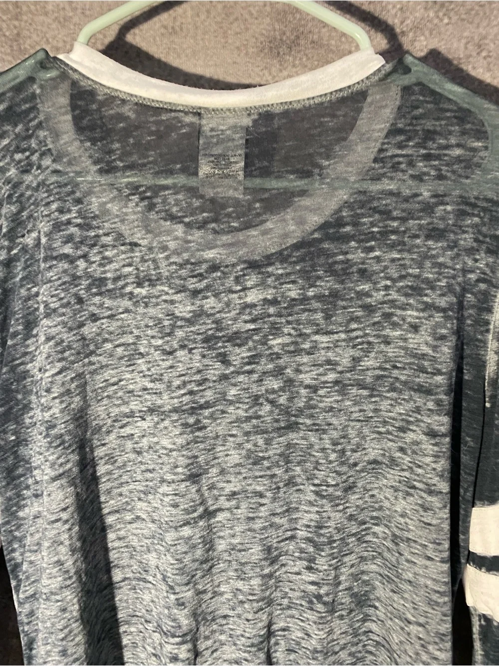 Modern Lux Large Gray Burnout Shirt You Break It You Buy It Striped Long Sleeve